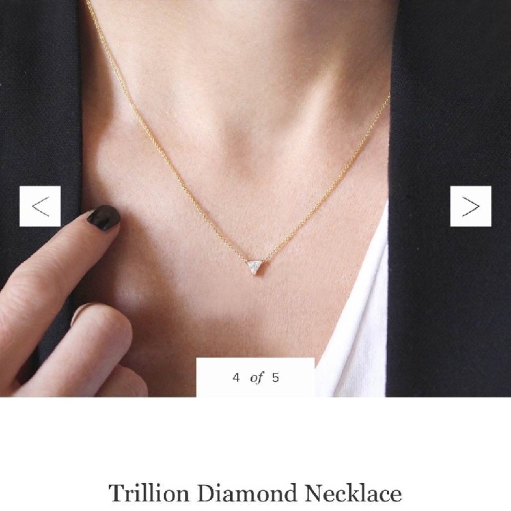 Vrai & Oro Trillion Diamond Necklace 16” YG